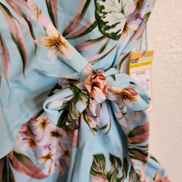 Kona Sol Women's Wrap-Front One Piece Floral Tropical Swimsuit - Picture 5 of 9